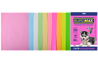 Бумага цветная А4 80г/м2 Pastel+Neon набор 10 цветов 20 листов BUROMAX BM.2721720-99