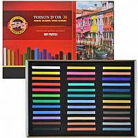 Пастель суха, пастельні крейди для малювання 36 кольорів TOISON D'OR KOH-I-NOOR