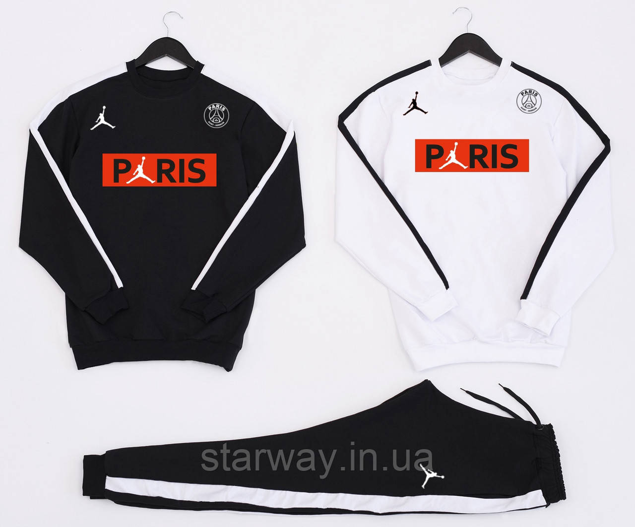Спортивний трикотажний костюм jordan paris saint germain | світшот і штани різні кольори