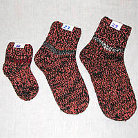 Набор в"язаних шкарпеток "Сімейний" шерстяні по стопі 16 см 27 і 29 см