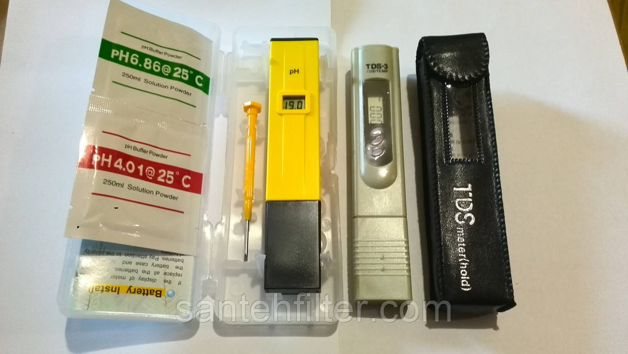 Прилад для визначення чистоти TDS (ТДС) метр (солемер) + PH метр (вимірювач кислотності, лужності води)