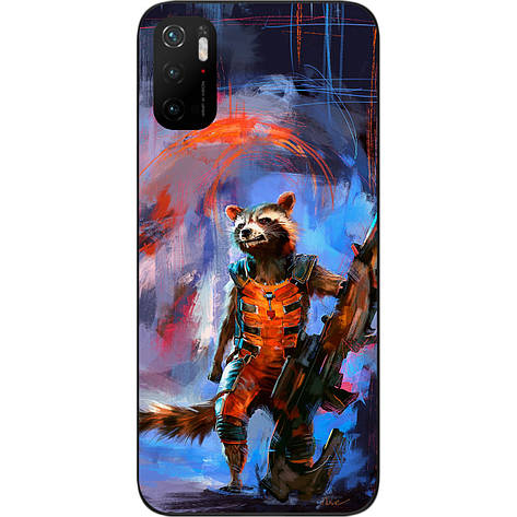 Силіконовий чохол для Xiaomi Poco M3 Pro з картинкою Єнот Ракета, фото 1
