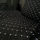 Накидка чохол на сидіння автомобіля з алькантари (Еко-замша) PREMIUM 1 шт Чорна з білою прошивкою, фото 6