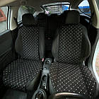 Накидки чохли на сидіння автомобіля з алькантари (Еко-замша) PREMIUM 2 шт на передні сидіння, Чорні з білою, фото 2