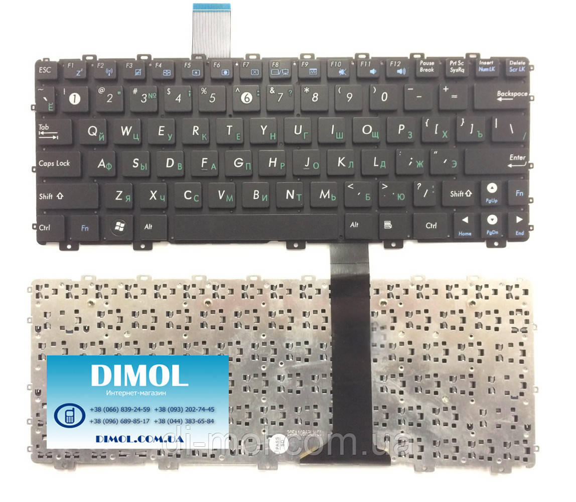 Оригинальная клавиатура для ноутбука ASUS EeePC 1011, 1015, 1016, 1018 series, rus, black - фото 1 - id-p42624060
