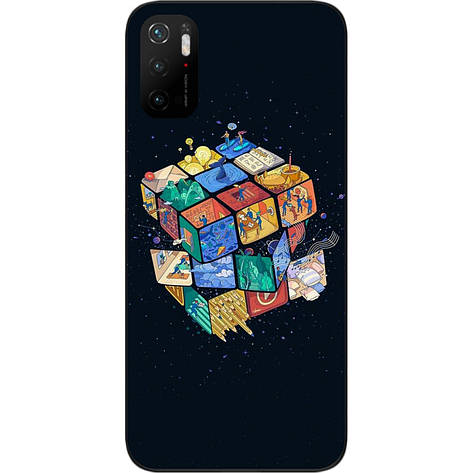 Оригінальний бампер для Xiaomi Poco M3 Pro з картинкою Кубик, фото 1
