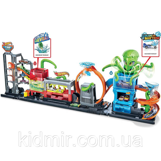Автотрек Хот Вилс Автомойка с осьминогом Hot Wheels Ultimate Octo