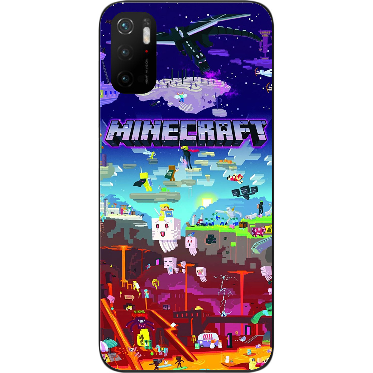 Силіконовий чохол для Xiaomi Poco M3 Pro з картинкою Minecraft