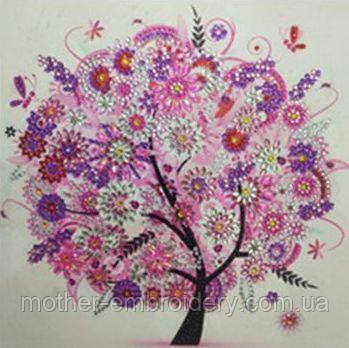 Алмазна вишивка Времена года " Осінь" квіти, букет, дерево, часткова викладка мозаїка 5d, набори 30х30 см
