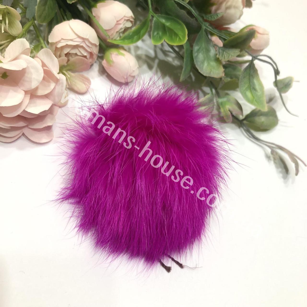 Хутряний бубон (помпон) з кролика Яскрава Малина 6-8 см, фото 1