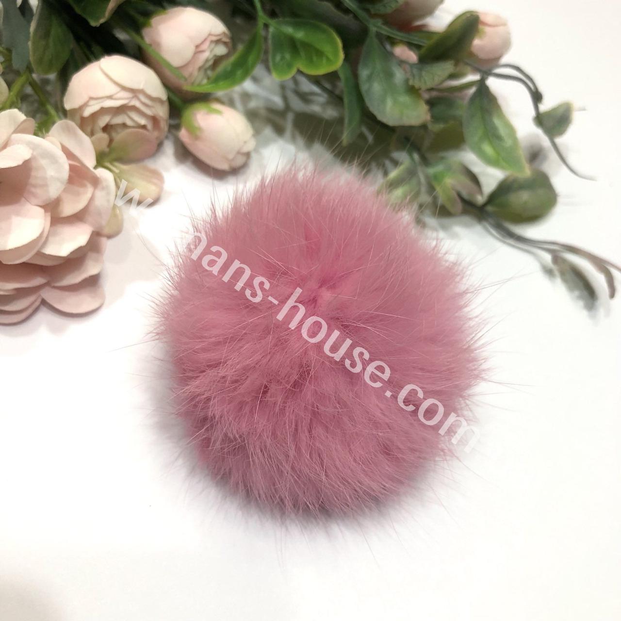 Хутряний бубон (помпон) з кролика Пудра 6-8 см, фото 1