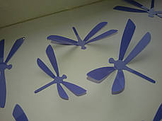 Наклейки на стіну 12 шт 3D бабки пластикові фіолетовий Б305, фото 3