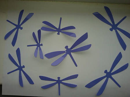 Наклейка на стіну "12 шт. 3D стрикоза наклейки" пластикові фіолетовий, фото 2