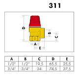Запобіжний мембранний клапан Caleffi 1/2" ВВ x 3 бари (311430), фото 2