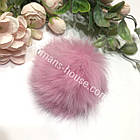 Хутряний бубон(помпон) з кролика Ніжно-рожевий 6-8 см, фото 2