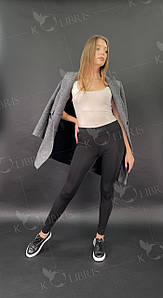 Легінси жіночі класичні розміри від 42 до 50 чорний микродайвинг на флісі 46