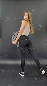 Легінси жіночі класичні розміри від 42 до 50 чорний микродайвинг на флісі