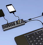 USB hub Acasis H037 на 20 USB-портів (Сірий), фото 4