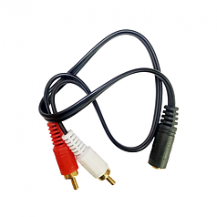 Кабель аудіо Stereo Alitek 3.5 мм Female (3pin) — 2 x RCA Male тюльпан, 35 см