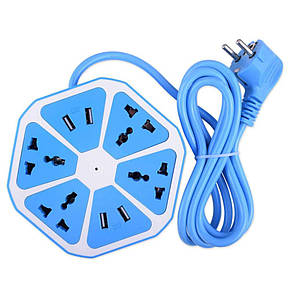 Мережевий фільтр-подовжувач 220 V (4 розетки + 4 USB), фото 3