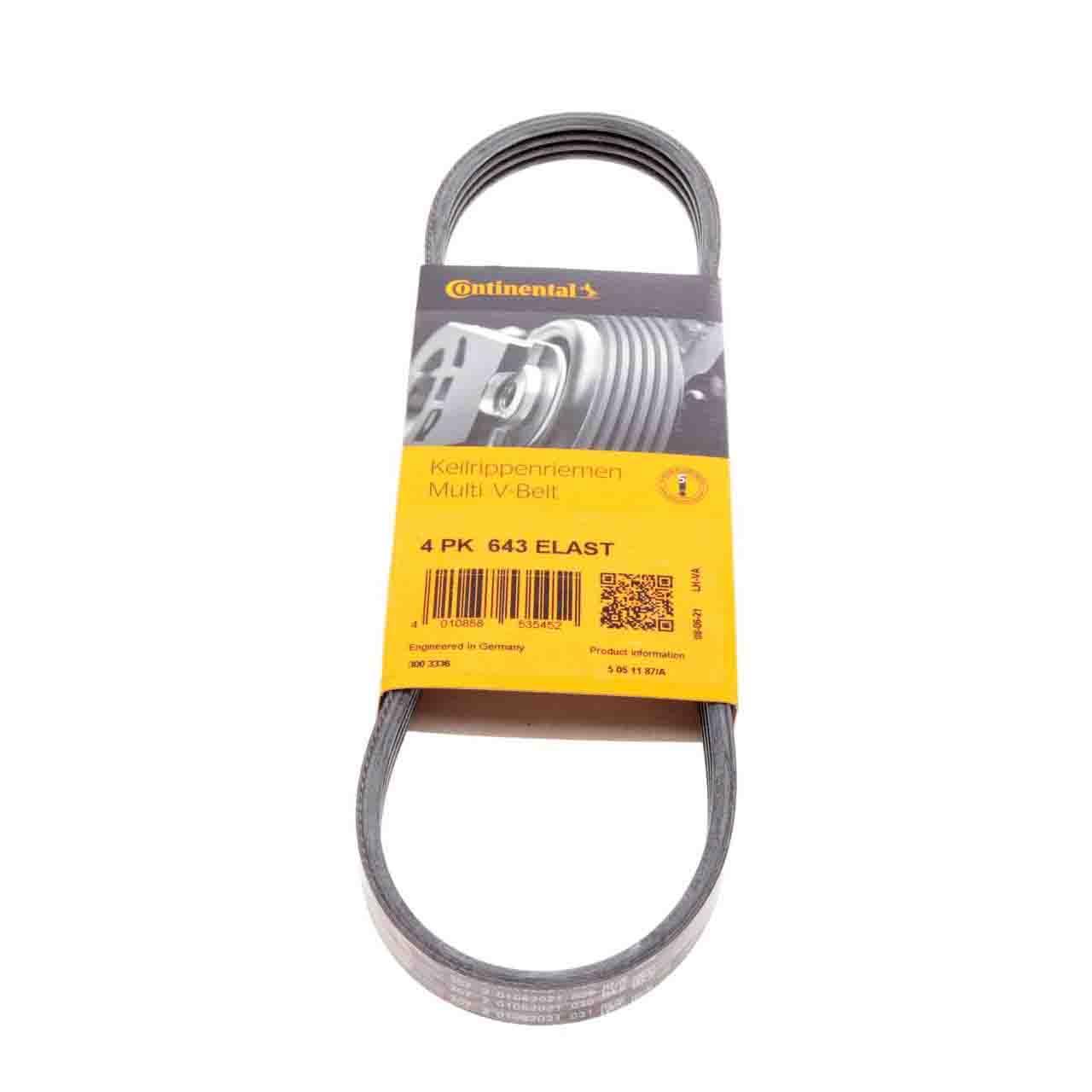 Ремінь 4PK643 ELAST Contitech (Німеччина) генератора поліклинові | многоручейковый 4РК 643 ELAST