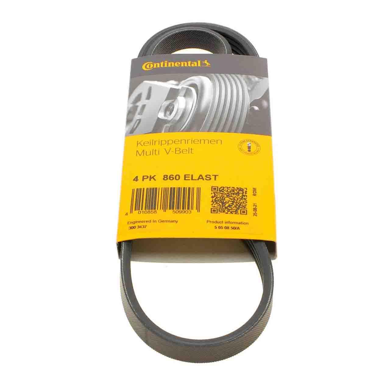Ремінь 4PK860 ELAST Contitech (Німеччина) генератора поліклинові | многоручейковый 4РК 860 ELAST