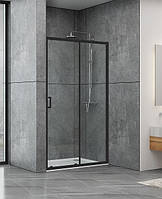 Душевая дверь Dusel EF185B Black Matt, 120х190, дверь раздвижная, профиль черный, стекло прозрачное