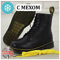 Мужские / женские зимние ботинки Dr. Martens 1460 Black (Мех), черные др мартенс с мехом зима