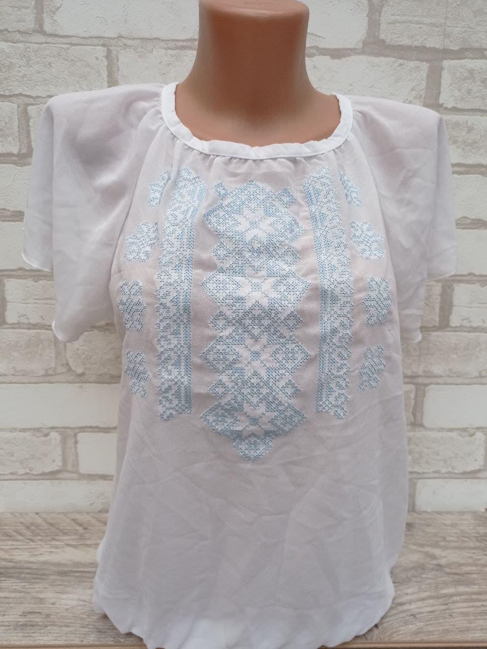 Вишита блуза на шифоні для жінок, 42, 54-58 р-р, фото 1