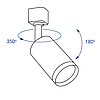 Трековий світильник Feron AL155 GU10 під змінну LED лампу Ø56х105(190)мм IP40 чорний, фото 7