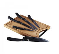 Набор хороших качественных ножей с доской из бамбука Black Silver Collection (BH-2549) 6 предметов