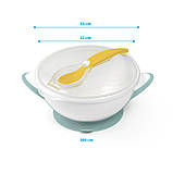 Мисочка з присоскою та ложечкою 1063 Babyono, Бірюзовий 1063/04, фото 4