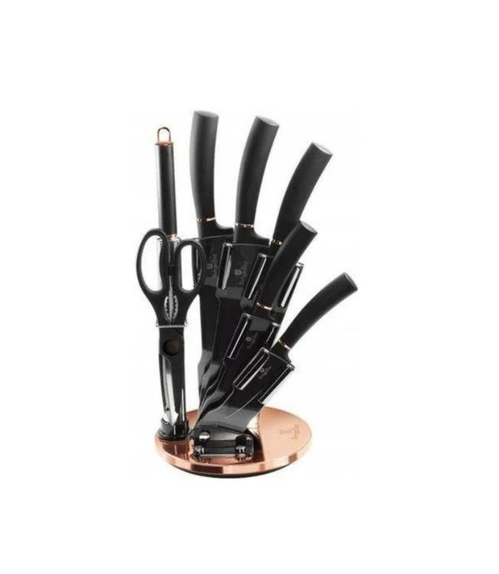 Набір якісних ножів BERLINGER HAUS Black Rose Collection з акриловою підставкою 8 пр Колір чорний 150L/LP-BH, фото 1