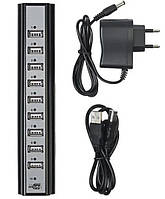 Хаб Юсб на 10 портов USB HUB 10 PORTS 220V с блоком питания (Оригинальные фото)