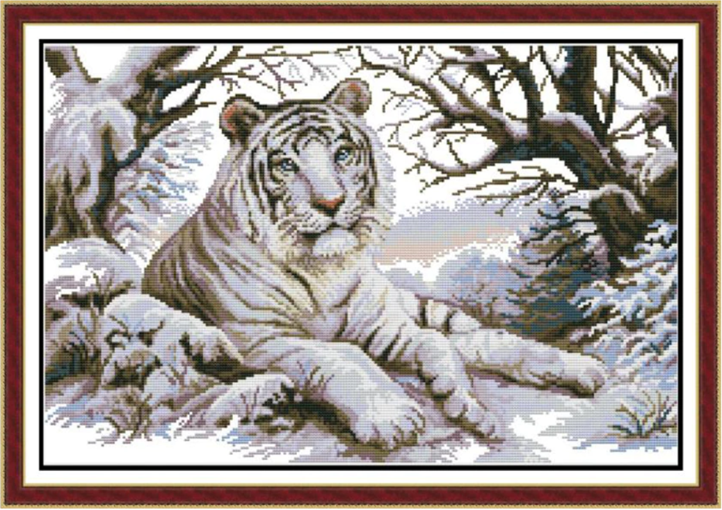 Набір для вишивання за нанесеною на канву схемою "Tiger 5". AIDA 14CT printed 51*36 см