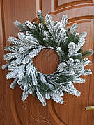 Новорічний вінок литий Засніжений "Елитный" 50см / Вінок хвойний / Декор