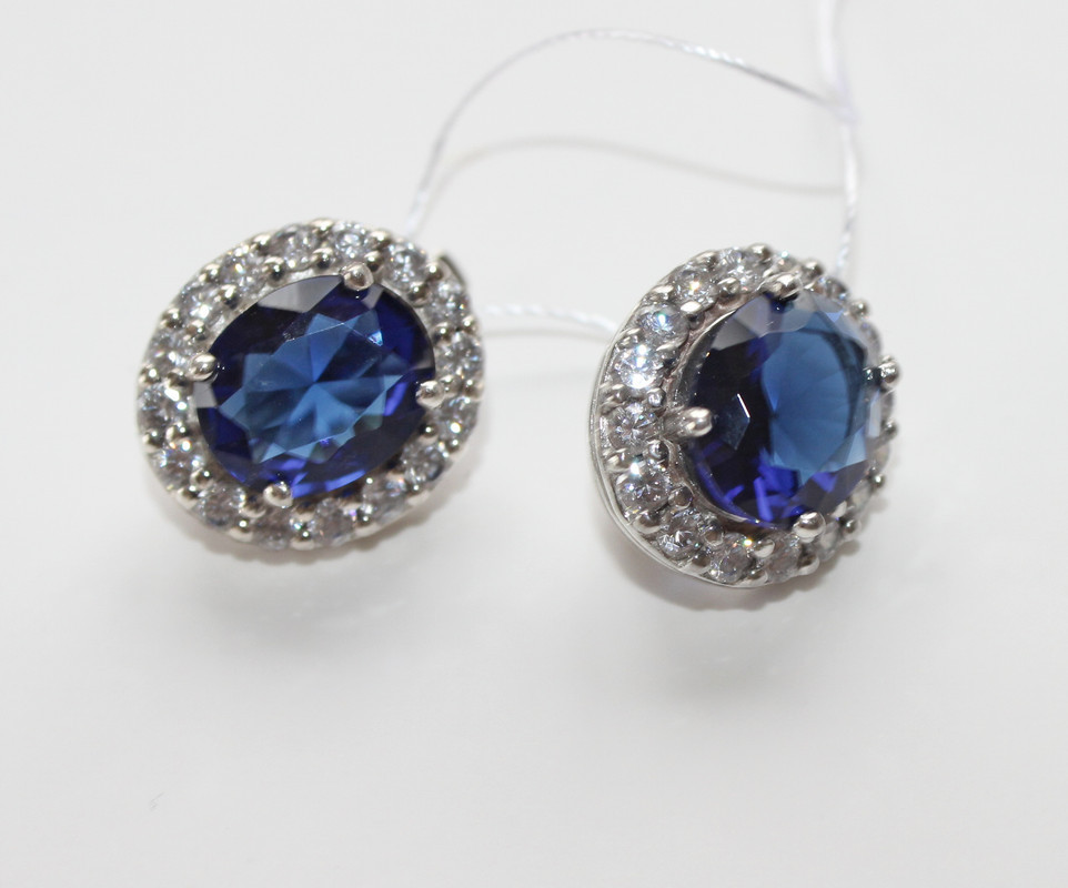 Сережки срібні з синім альпінітом "Диваль" Сережки жіночі з напівдорогоцінним каменем срібло
