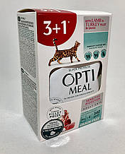 Optimeal з ягням та індиком 3+1 шт по 85 г вологий корм для котів з чутливим травленням в соусі