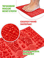 Коврик массажный для стоп IgoraFit JOY / коврик резиновый / коврик для ног / ортопедический коврик красный