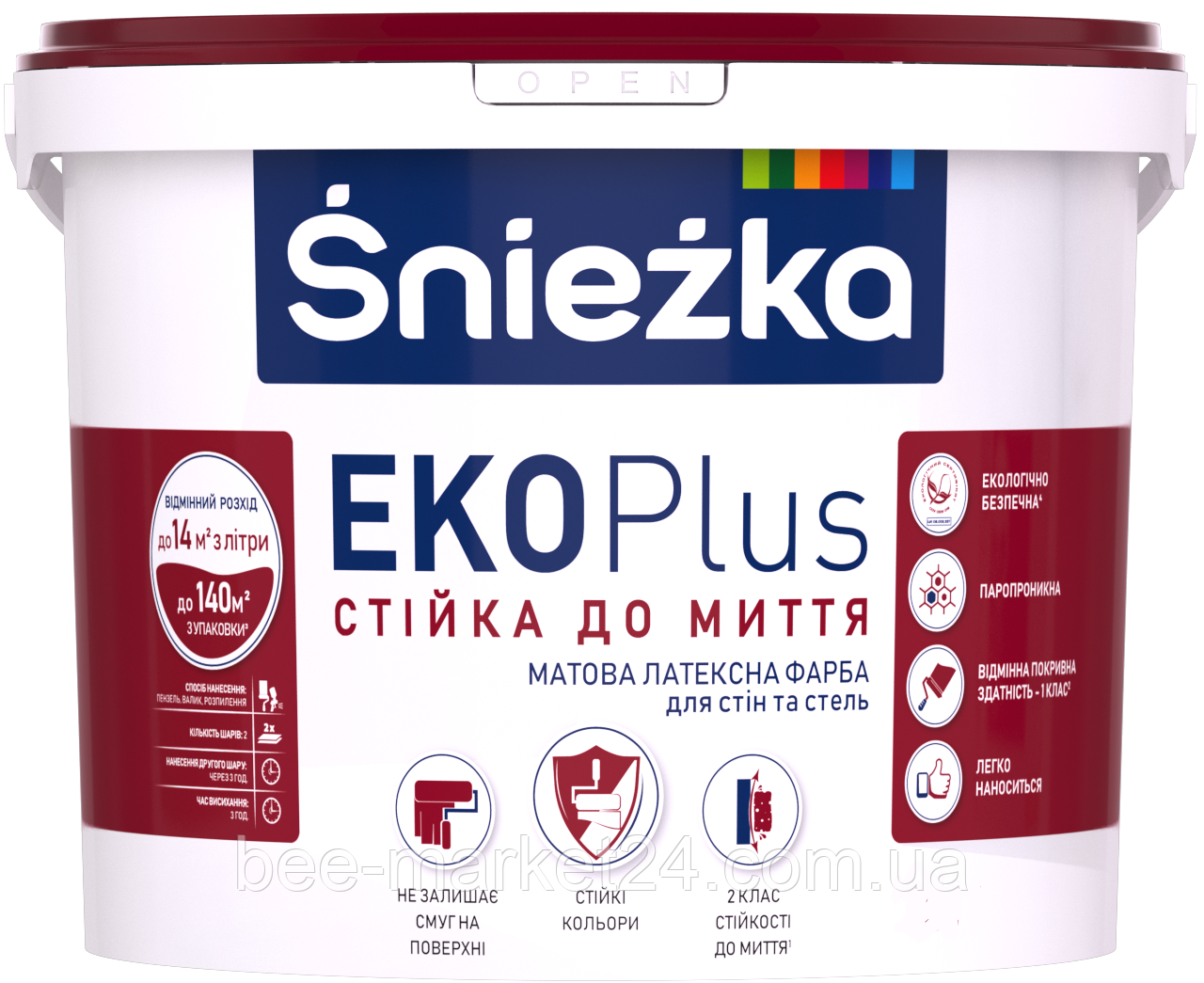 Фарба Sniezka Eco Plus гіпоалергенна акрилова миється для стін і стель (1л)