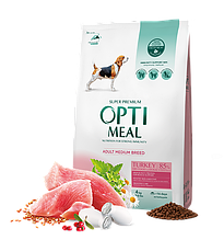 Optimeal для собак 4 кг середніх порід від 10 до 25 кг з індичкою сухий корм
