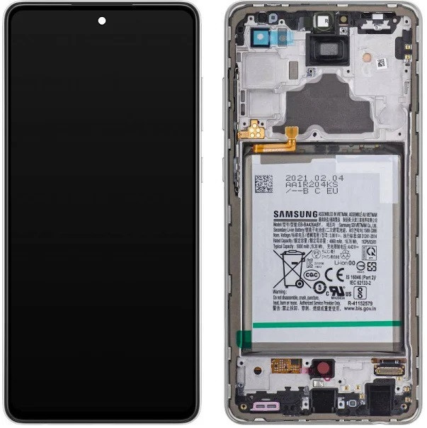 Дисплей Samsung A725 Galaxy A72 (2021) з сенсором в рамці (Білий) Сервісний оригінал