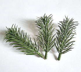 Гілочки ялинки для декору литі зелені, пластик, 8 см  /Гілки ялинки штучні /Гілки штучної хвої ялинкові