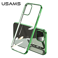 Чехол бампер для Iphone 12 Pro Max USAMS Glass Case Kingdom Series US-BH617 Прозрачный / Зелёный