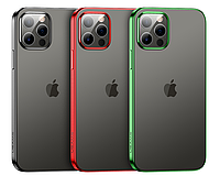 Чехол бампер для Iphone 12 Pro Max USAMS Glass Case Kingdom Series US-BH617 Прозрачный / Красный