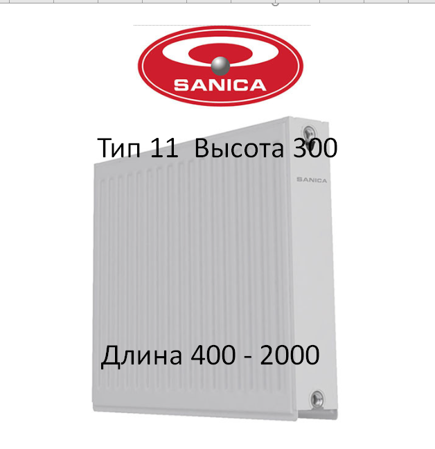 СТАЛЕВІ РАДІАТОРИ SANICA 11 ТИП 300*400 ТУРЕЧЧИНА (бокове підключення)