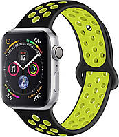 Силиконовый ремешок Band Nike Sport Series for Apple Watch 41/40/38mm, Black Yellow (HC)