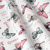 Декоративна тканина метелики рожеві 19748v17 180см тефлон