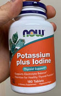 Калий плюс Йод Now Foods Potassium plus Iodine 180 таблеток