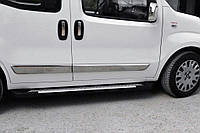 Боковые пороги,площадки Allmond Grey (2 шт, алюминий) Макси база для мод. Fiat Doblo III 2010-2022 гг